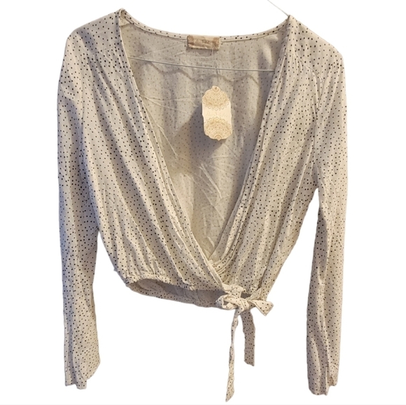 Altar’d State Polka Dot Faux Wrap Top Size Small - Picture 2 of 6